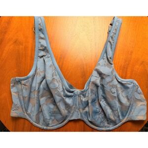 ThirdLove Unlined Foliage Perfect Coverage Bra‎ 42E Blue Lace EUC